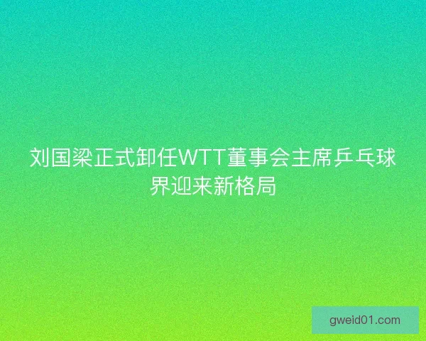 刘国梁正式卸任WTT董事会主席乒乓球界迎来新格局