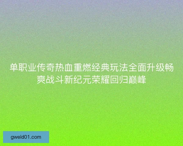 单职业传奇热血重燃经典玩法全面升级畅爽战斗新纪元荣耀回归巅峰